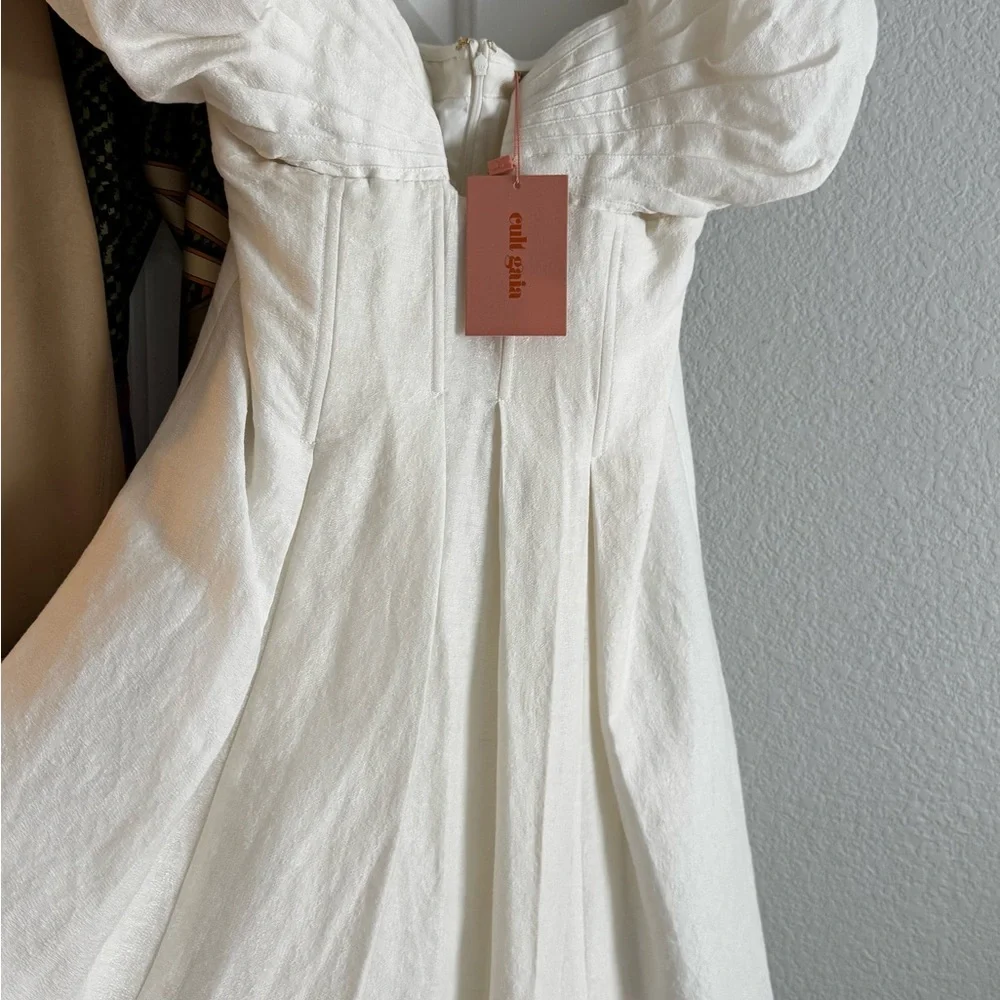 Cult Gaya  Off-White Strapless Puff-Sleeve A-Line Dress - Picture 2 of 7